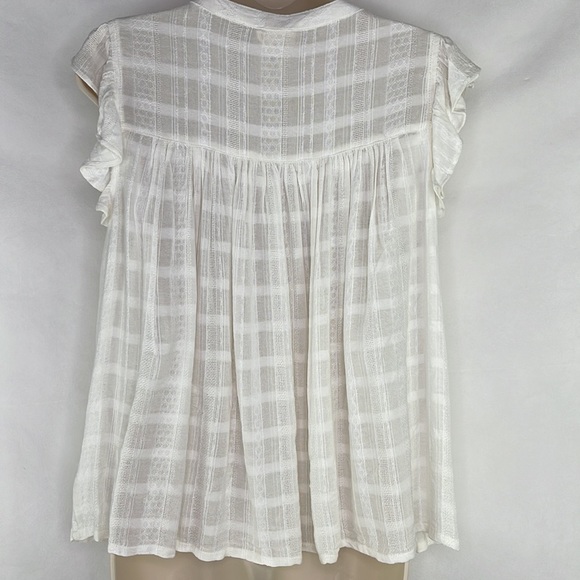 Nicole Miller Artelier Bohemian Style Metallic Thread Embroidered Top - Picture 5 of 6